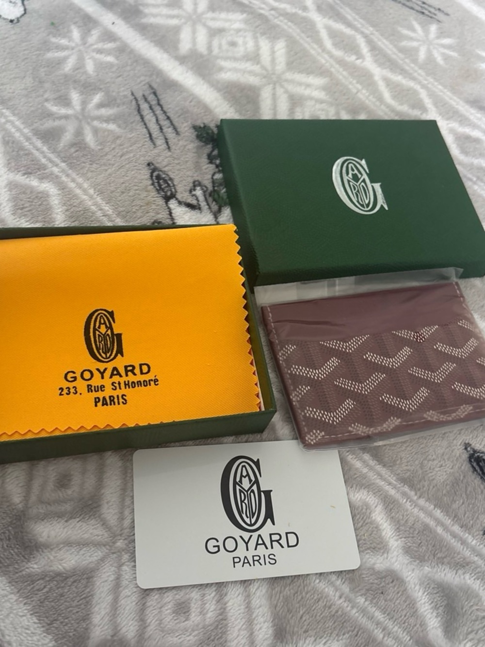 Goyard Slim Card Holder in Burgundy/RED with Chevron Motif